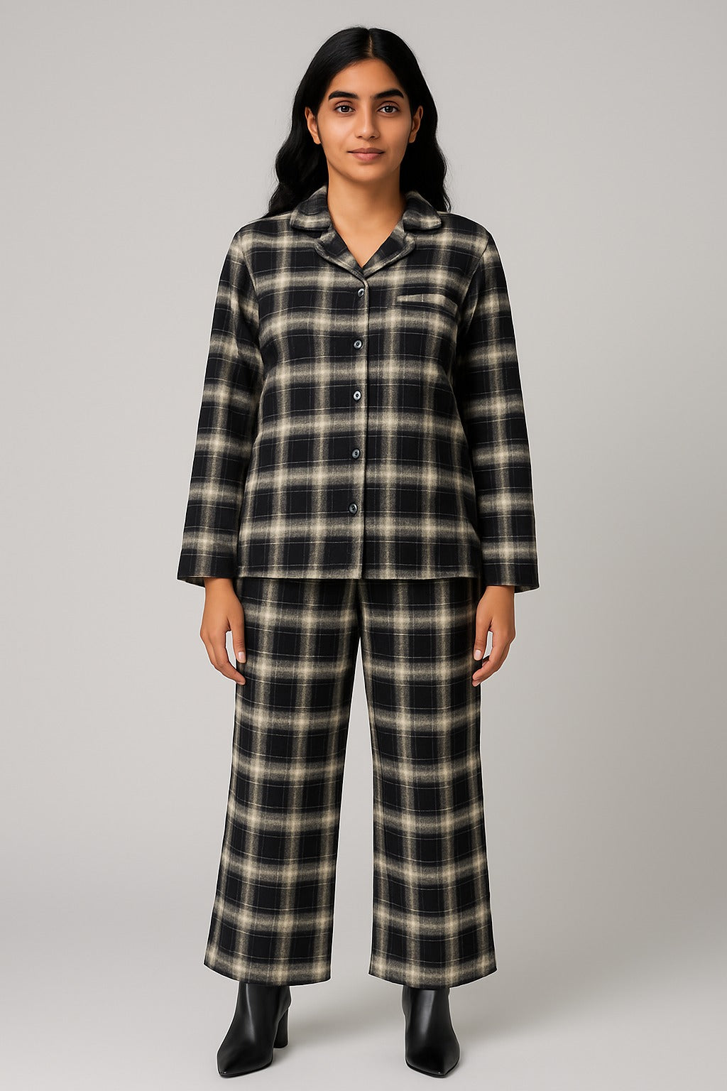 Women Checks Nightwear Set