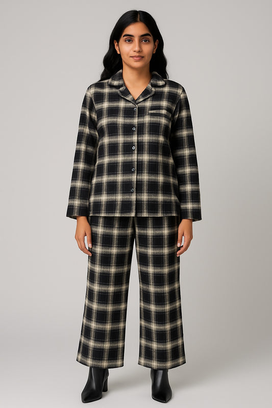 Women Checks Nightwear Set
