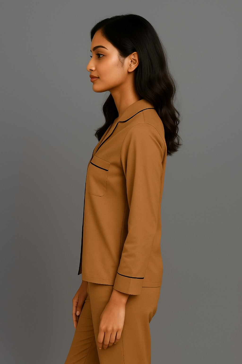 Solid Brown Colour Night Suit