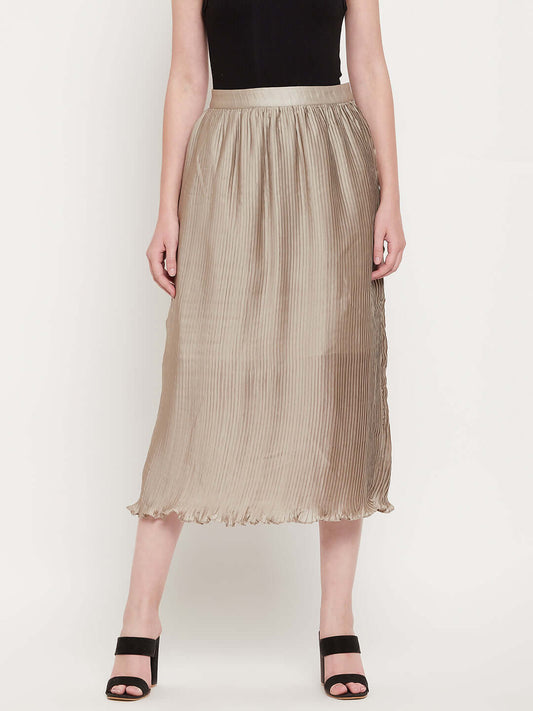 Solid Brown Silk Skirt