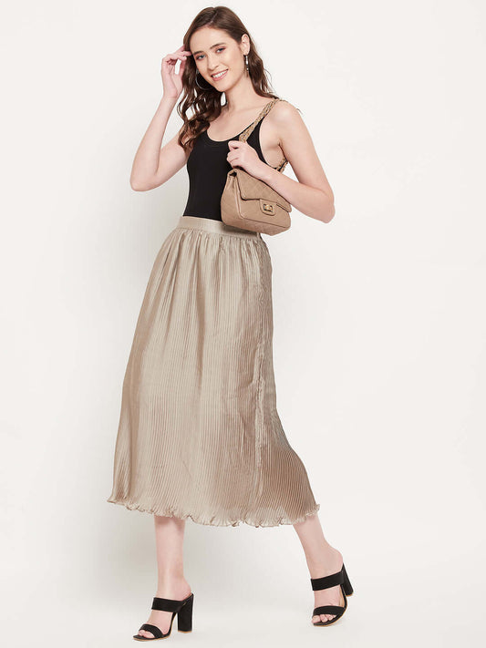 Solid Brown Silk Skirt