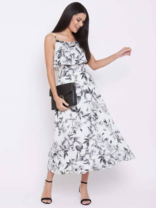 Ruffled Strappy Midi Dress