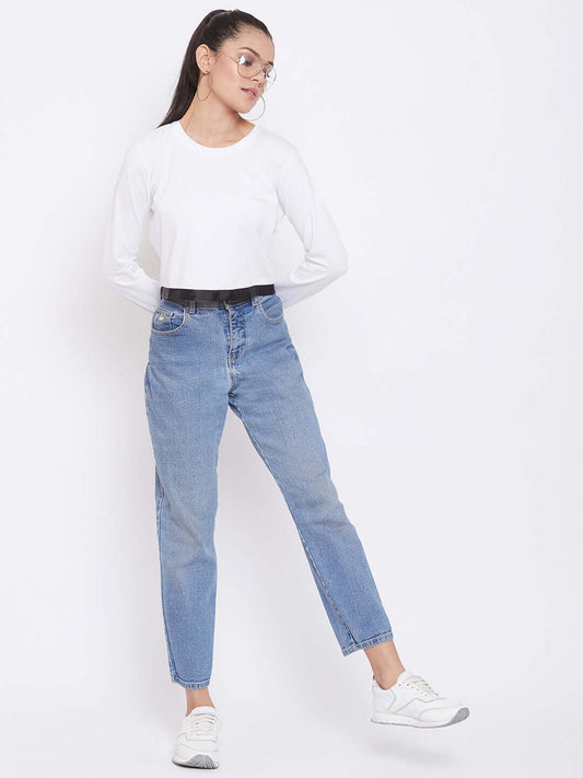 Women Solid Round Neck T-Shirt 
