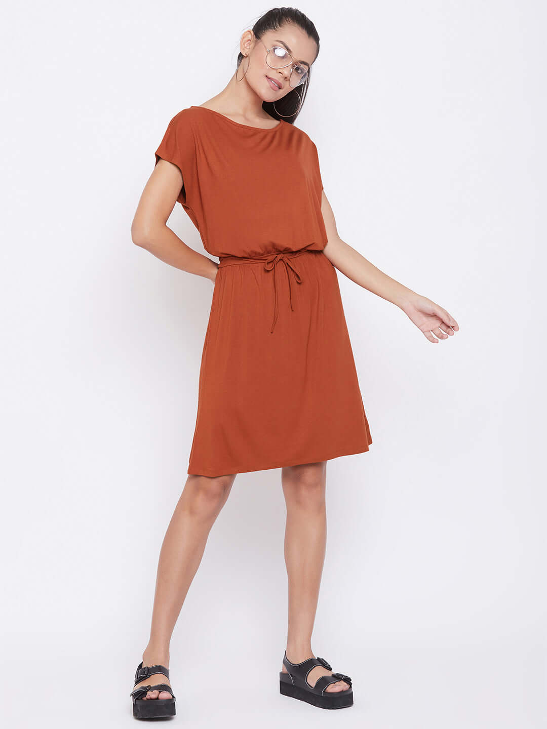 Women Rust Knee Dress