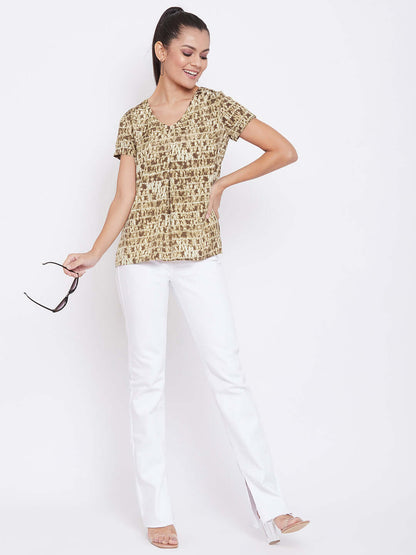 Women's Cotton Printed Regular Fit Tie & Dye T-Shirt