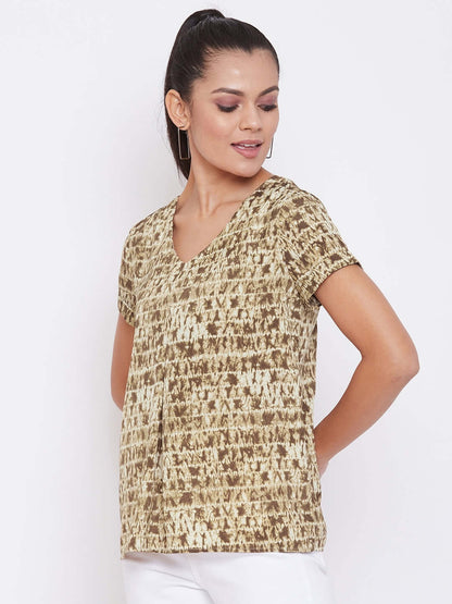 Women's Cotton Printed Regular Fit Tie & Dye T-Shirt