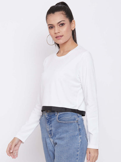 Women Solid Round Neck T-Shirt 