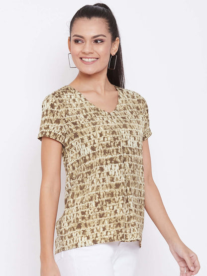 Women's Cotton Printed Regular Fit Tie & Dye T-Shirt