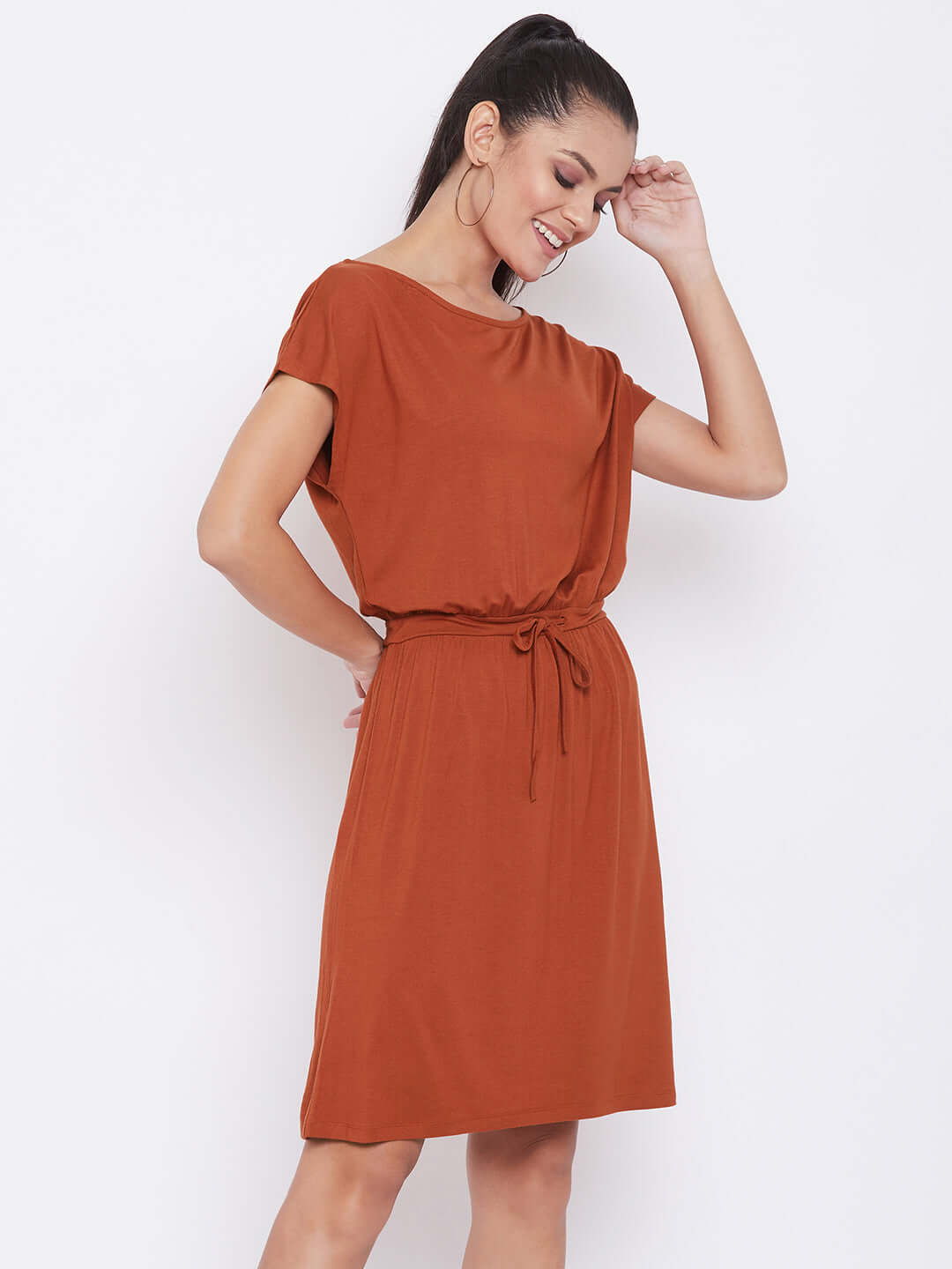 Women Rust Knee Dress