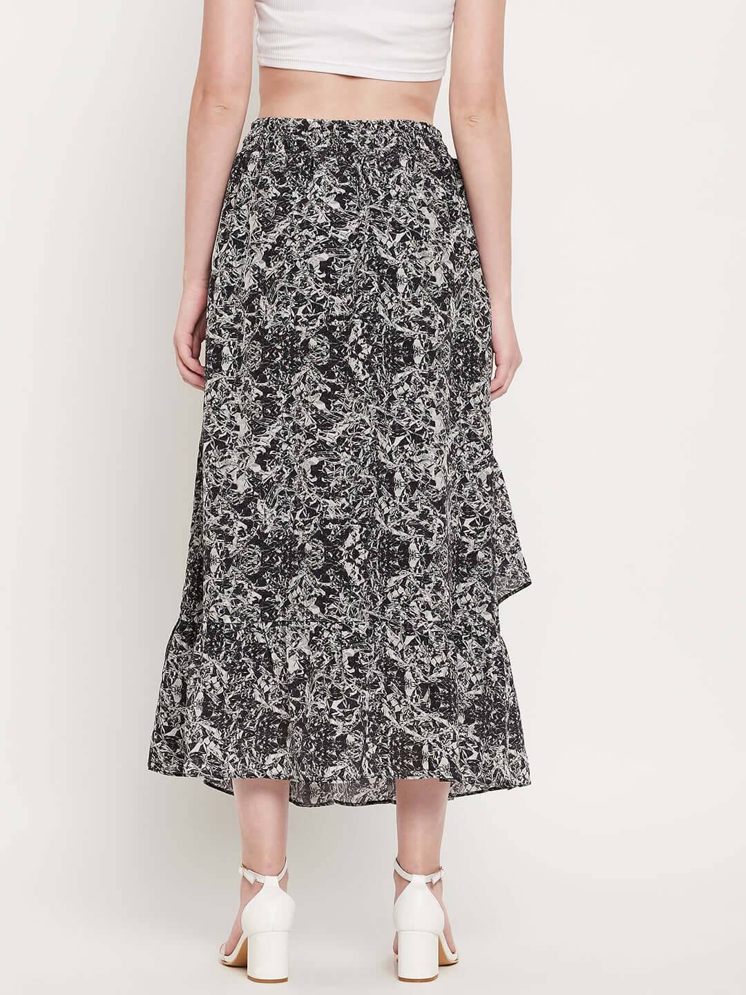 Women VISCOSE PRINTED FRILL SKIRT